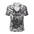 thumbnail image 2 of Daiia Monochrome Deer Floral Pattern Men’s Polo Shirts,Solid Deck Shirt,Classic Fit, Breathable Cotton Polo for Casual and Sport Wear-Small, 2 of 7