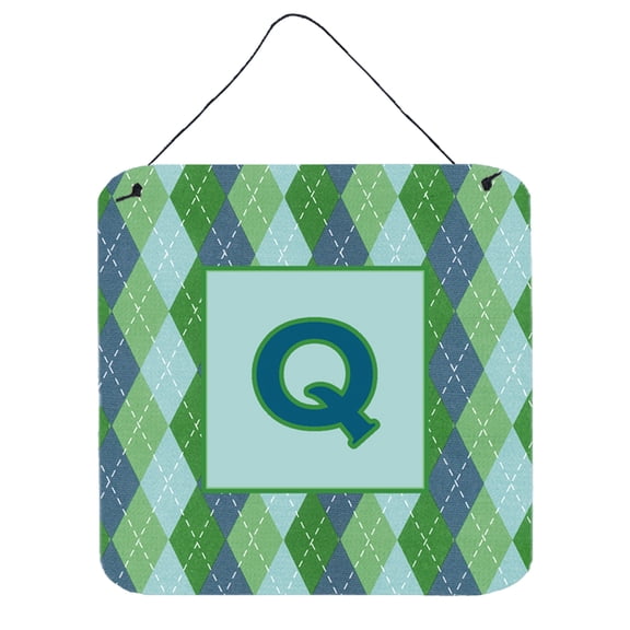 Letter Q Initial Monogram - Blue Argoyle Wall or Door Hanging Prints