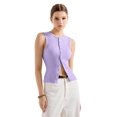 thumbnail image 2 of Camiseta sin mangas SUUKSESS para mujer, chaleco sexy acanalado Y2K, color morado, talla M, 2 of 6