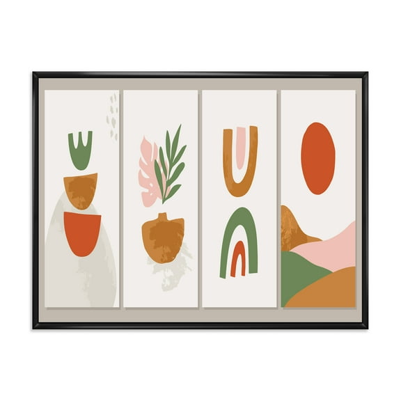 Designart 'Compostion Minimalistic of Organic Shapes VI' Modern Framed Canvas Wall Art Print