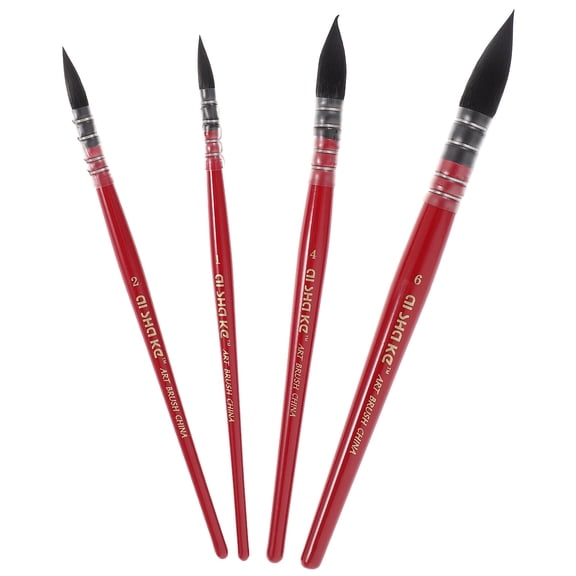 Red Advanced Miniature Pointed-Round Paint Brushes Drawing Nylon Painting