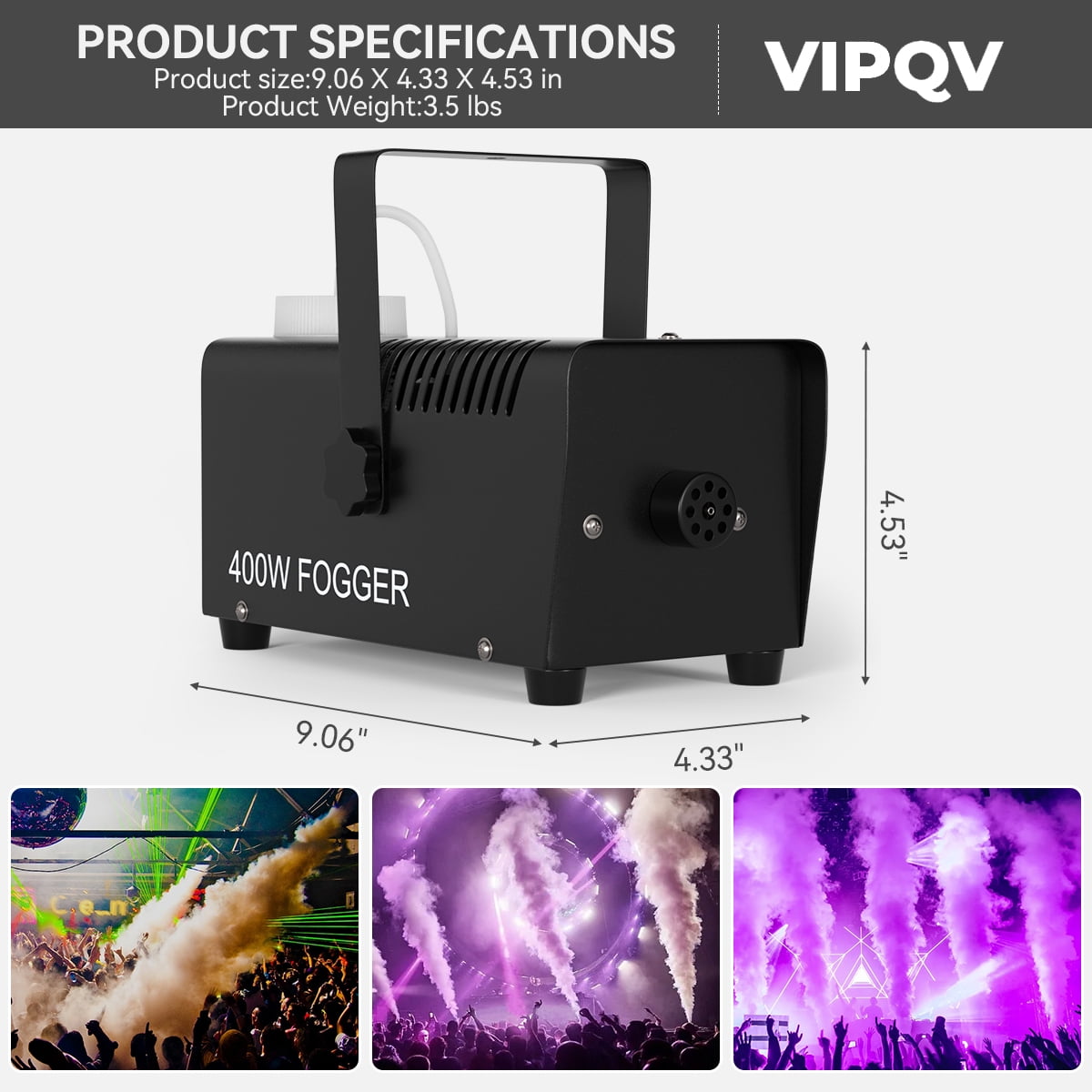 Fog Machine, Smoke Machine with Wireless Remote Control, Auto Mode 6000CFM Fog, Perfect for Wedding, Halloween, Party and Stage Effect