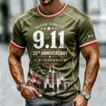 thumbnail image 4 of Xneal 911 25th Anniversary T-Shirt Short Sleeve Never Forget 911 Print Casual Green Shirts for Men Size S, 4 of 5