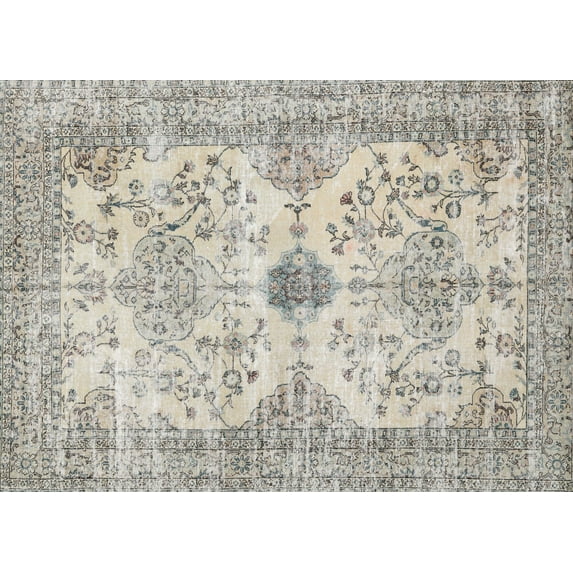 Ahgly Company Indoor Rectangle Traditional Sage Green Persian Area Rugs, 8' x 12'