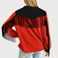 thumbnail image 2 of BiZtdJrK Hippie Clothes for Women Vintage Fringe Jackets Casual Button Lapel Long Sleeve Cardigans Trendy Colorblock Tassel Coat Going Out Tops Daily Sales Red S, 2 of 9