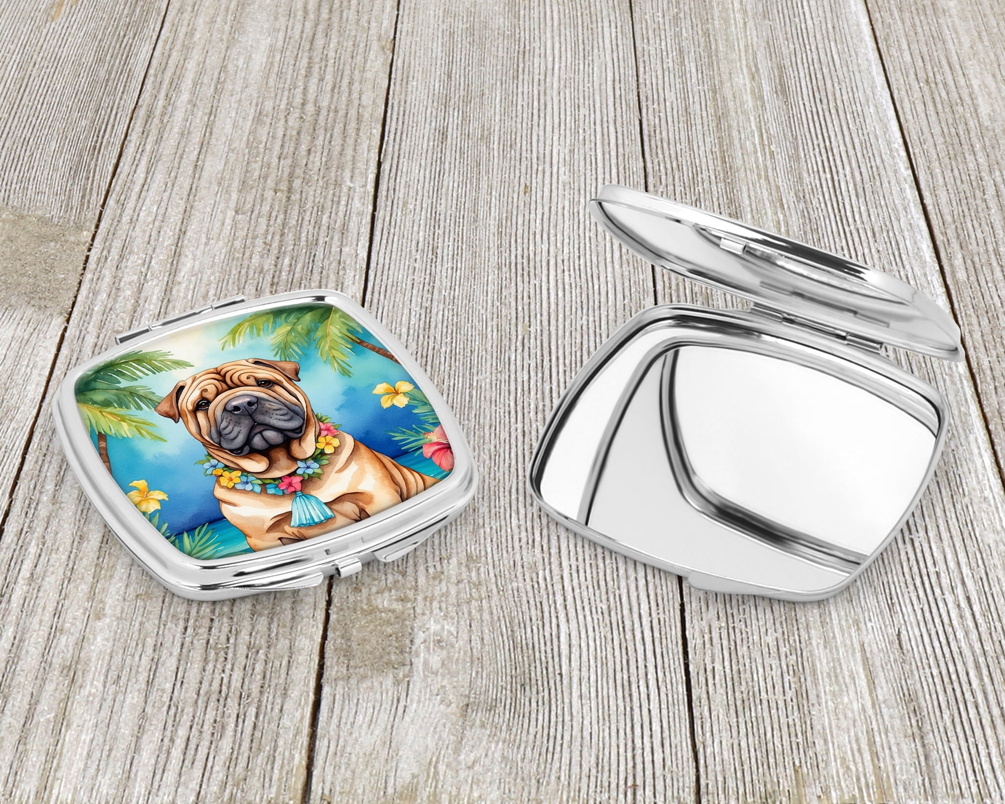 Shar Pei Luau Compact Mirror 2.75 in x 3 in