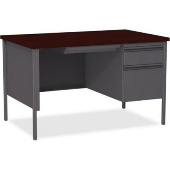 48 in. Fortress Series Right Single-Pedestal Desk, Mahogany