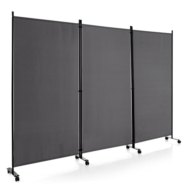 Costway Biombo Separador de 3 Paneles con Ruedas Pantallas de Privacidad de Habitaciones Alto 180cm Divisores para Hogar Oficina Domitorio