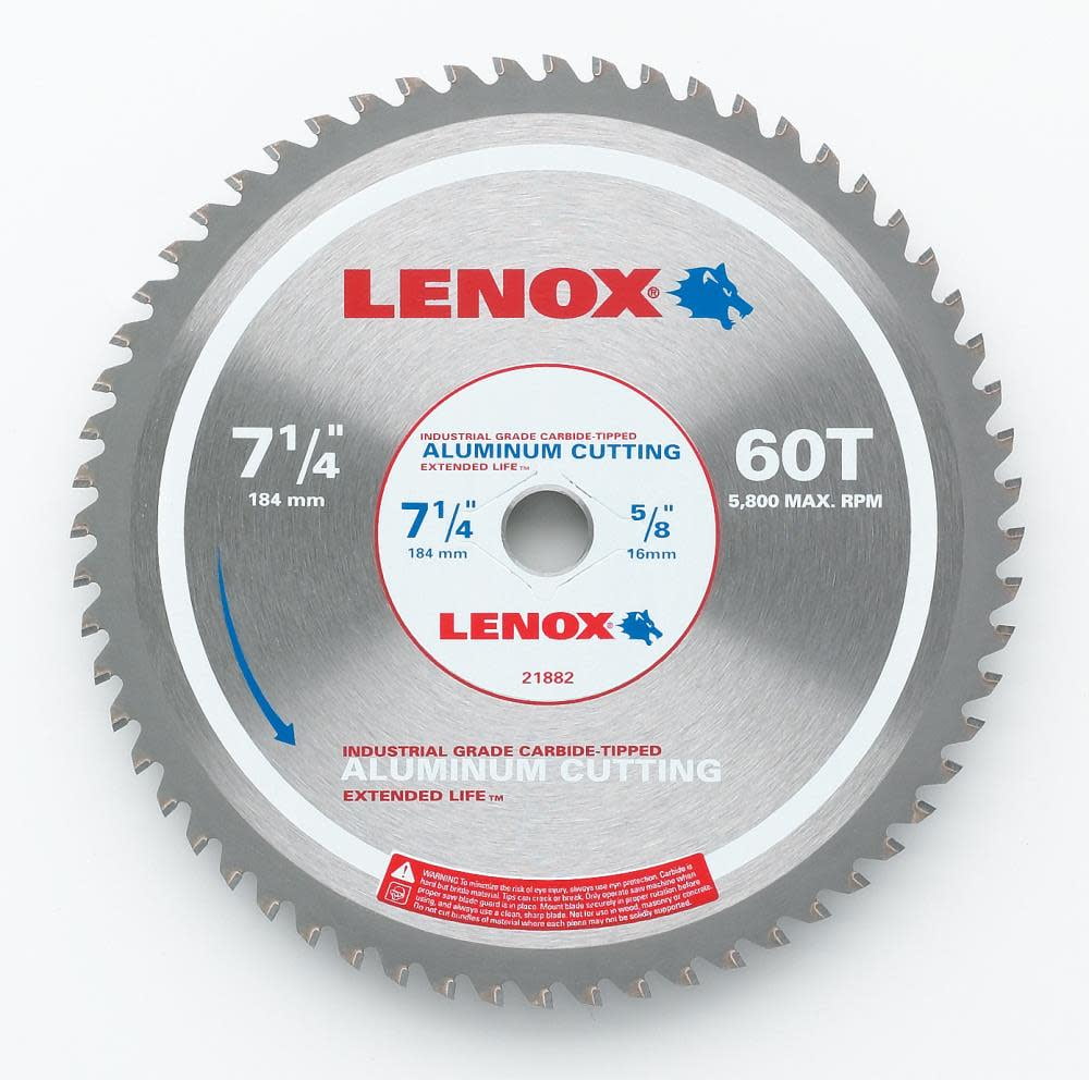 Lenox Metal Cutting Circular Saw Blade, 7 1/4", 60 Tth, EA (433