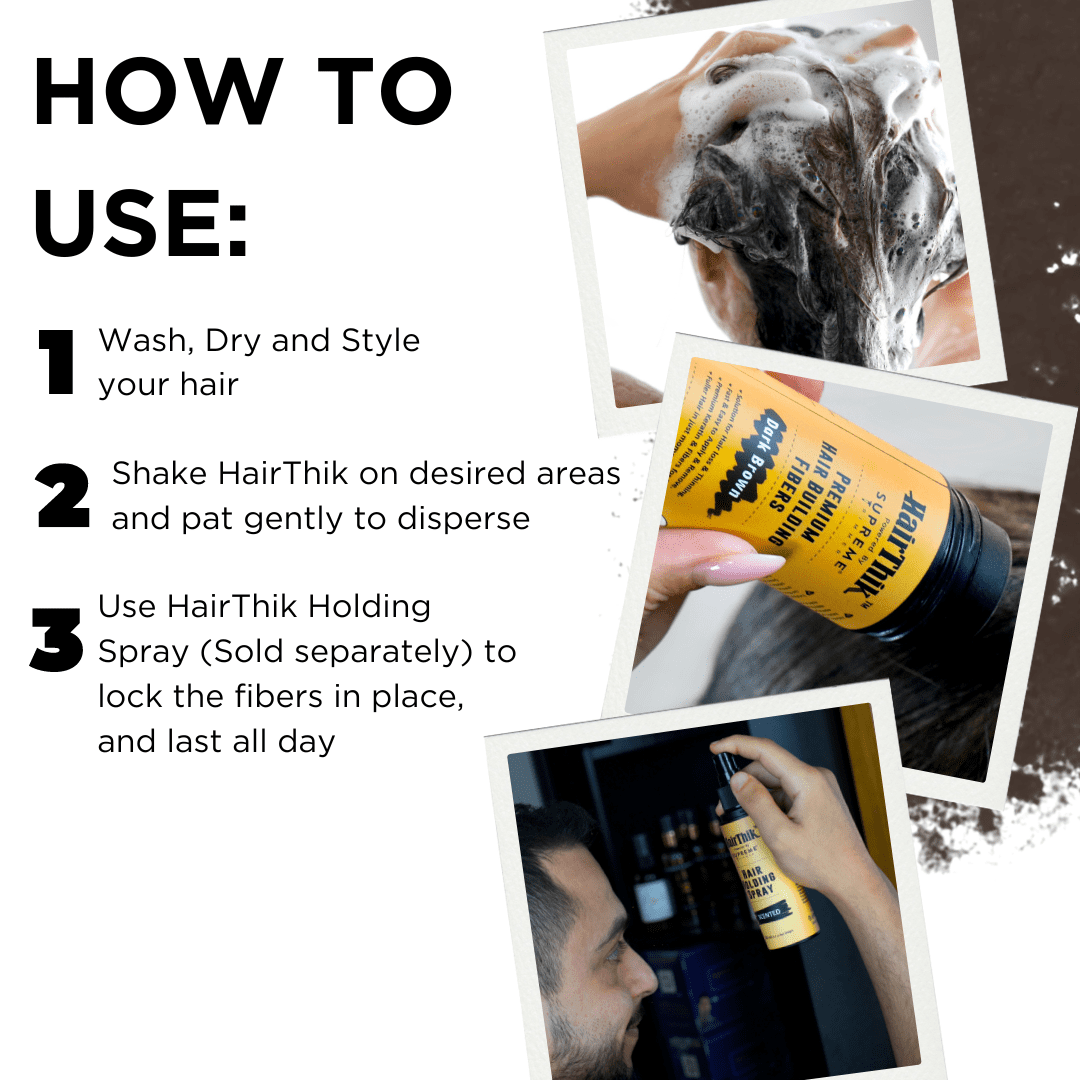 HairThik Hair Building Fibers - Instantly Fill in Fine or Thinning Hair for Thicker, Fuller-Looking Hair for Men & Women – Hair Thinning & Balding solution | DARK BROWN, 25 Grams - HFR/25DB