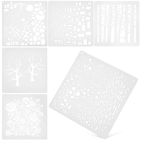 UPOUART 6Pcs White Stencils for Painting on Walls and Wood DIY Decorative Craft Templates