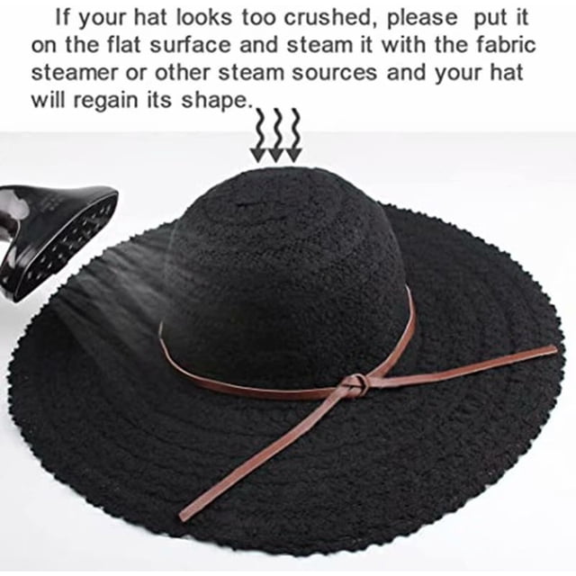 Sombreros para el sol de playa de verano para mujer UPF Mujer Plegable Floppy Travel Packable UV Sombrero Algodón, Sombrero de ala ancha Negro Sincero Hogar