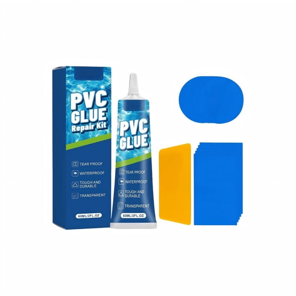 Air Mattress Patch Kit, 60 ml/2 fl oz High Strength PVC Adhesive, Patch Kit for Inflatables, Vinyl Glue, Waterproof Vinyl Pool Liner Repair Kit for Above Pool, Air Bed, Hot Tub, Tent