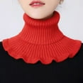 thumbnail image 5 of New Winter Knitted Warm Neckerchief for Women Solid Color Ruffle Scarf Soft Outdoor Knitting Warmer Neck Collar Pullover Scarves (Watermelon Red), 5 of 7