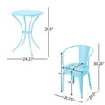 thumbnail image 3 of Christopher Knight Home Modern 3-Piece Outdoor Bistro Set, Chairs with Cutout Backs and Round Table, Matte Light Blue, 3 of 7