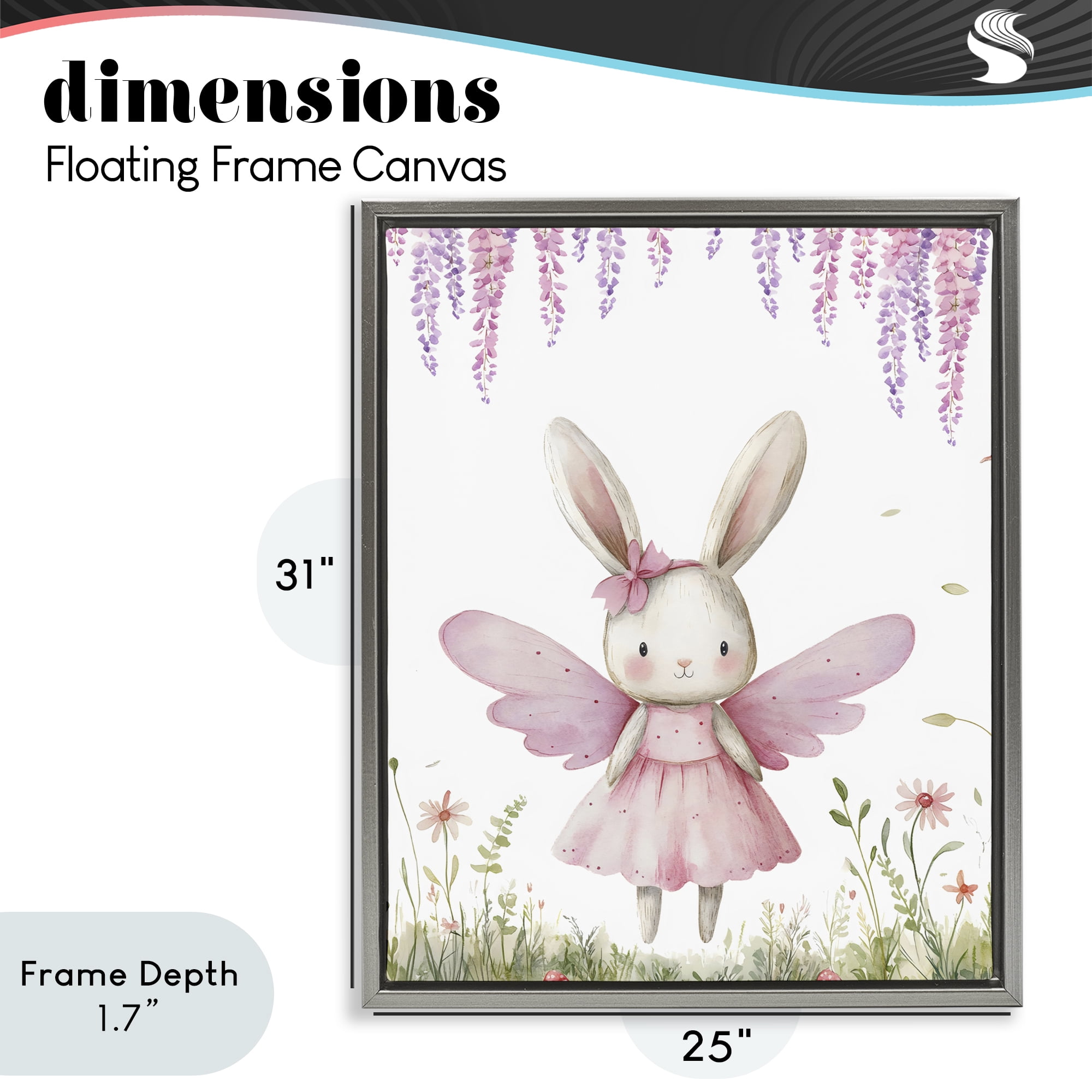 Stupell Industries Woodland Bunny Forest Fairy Gray Framed Floater Canvas Wall Art, design by LSR Design Studio