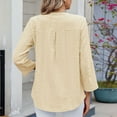 thumbnail image 4 of ATOYSOY Women's Tops Dressy Casual V Neck Long Sleeve Buttons Hollow Out Lace Embroidered Blouses Shirts Beige L, 4 of 9