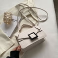 thumbnail image 6 of Women's Messenger bag classic satchel handbag slung simple artificial leather small bag. - white, 6 of 6