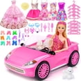 thumbnail image 1 of Coche de juguete TDDS9 convertible rosa con muñeca de 11.5 pulgadas y 78 piezas, 1 of 7