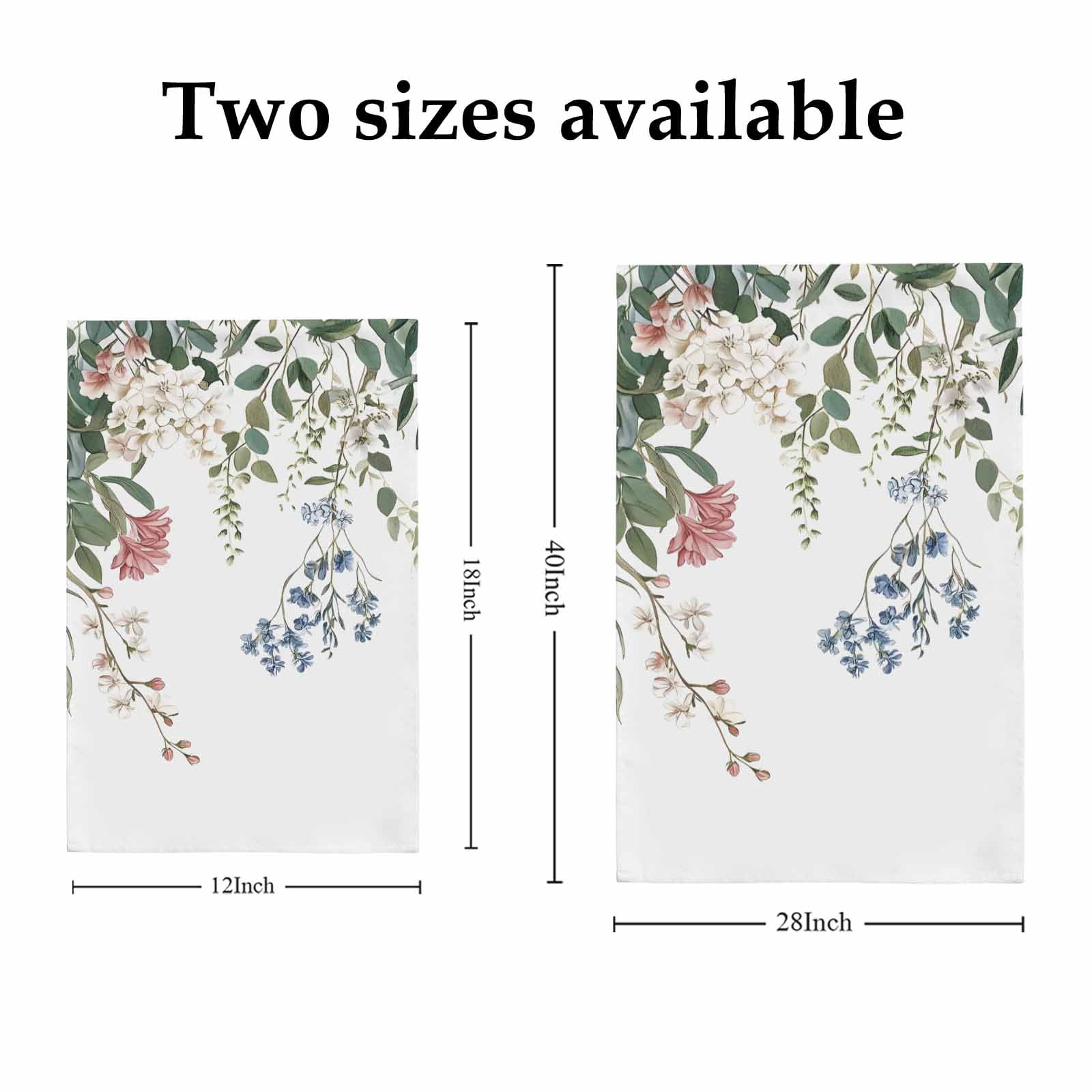 Spring Floral House Flags For Outdoor, Country Watercolor White Blue Red Flower Green Leaves Small Double Side Yard Flags Weather Proof House Decor for Lawn Outside Holiday 28 x 40 Inches