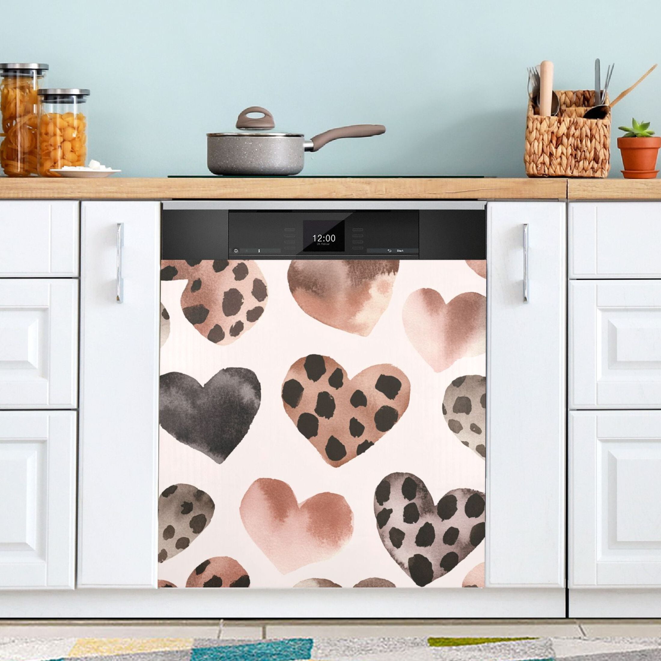 Dishwasher Magnetic Sticker 23x26 Inch Refrigerator Magnetic Sticker Washing Machine Magnetic Sticker Kitchen Panel Magnetic Sticker Home Decor Super Cute Black Heart
