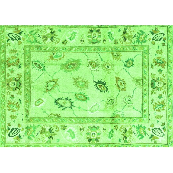 Ahgly Company Indoor Rectangle Oriental Green Traditional Area Rugs, 3' x 5'