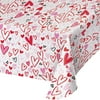 Way To Celebrate Valentine's Day Plastic Table Covers, Hand Drawn Hearts