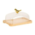thumbnail image 2 of CarpNettore Wooden Cake Stand with Lid Covered Cheese Box Butter Dish with Dome Elegant Cake light brown, 2 of 9