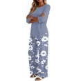 thumbnail image 4 of Two Piece Sets for Women Lounge 3/4 Length Sleeve Womens Tops Graphic Pants Summer Outfits Sky Blue L, 4 of 6