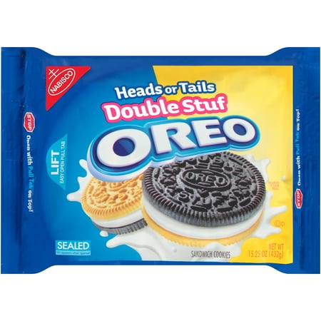 Oreo Double Stuf Heads or Tails Sandwich Cookies, 15.25 OZ
