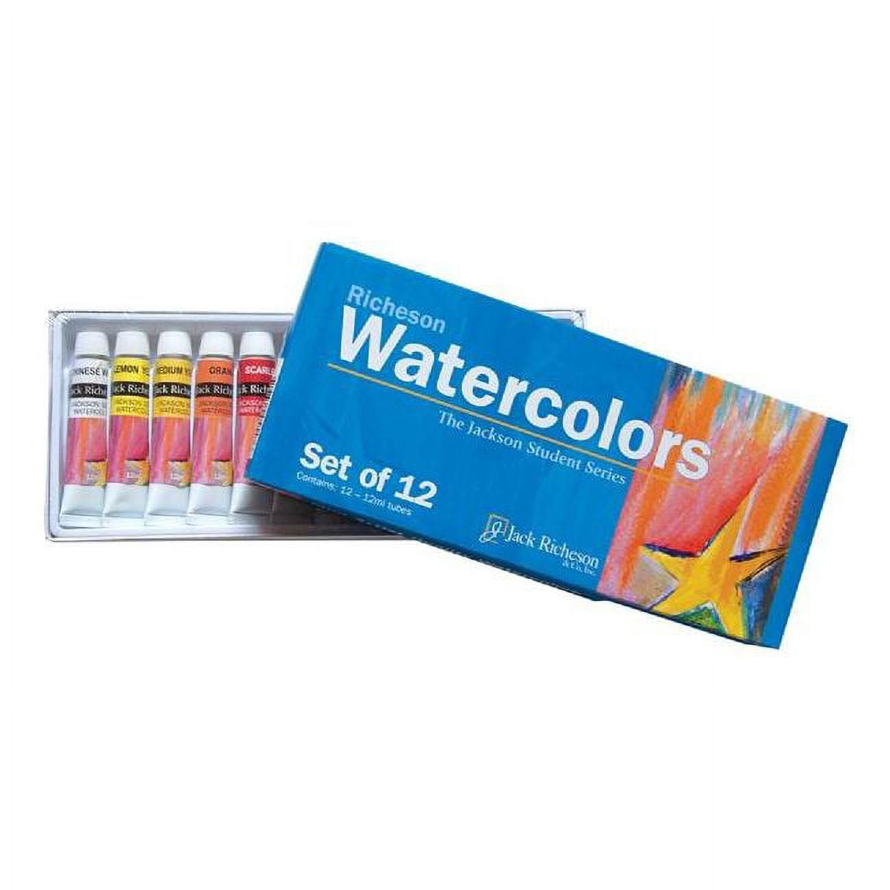 Richeson Watercolor Tubes Set - Set of 12, Assorted Colors, 12 ml, Tubes