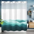 thumbnail image 6 of No Hook Shower Curtains with Detachable Snap-in Liner Set, Teal Ombre Waterproof Hotel Style Bathroom Shower Curtain, Summer Minimalist Ocean Waves Breathable Mesh Top Window Bath Curtains 72''x78'', 6 of 9