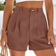thumbnail image 2 of Pantalones Cortos de Ajuste Suelto para Mujeres Moda Casual Alta Cintura de Lino Mezcla Pantalones Cortos con Bolsillos, Poliéster Suave Recto Sólido Fondo de Verano para Diario, 2 of 6