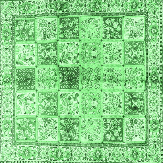 Ahgly Company Indoor Square Persian Emerald Green Traditional Area Rugs, 5' Square