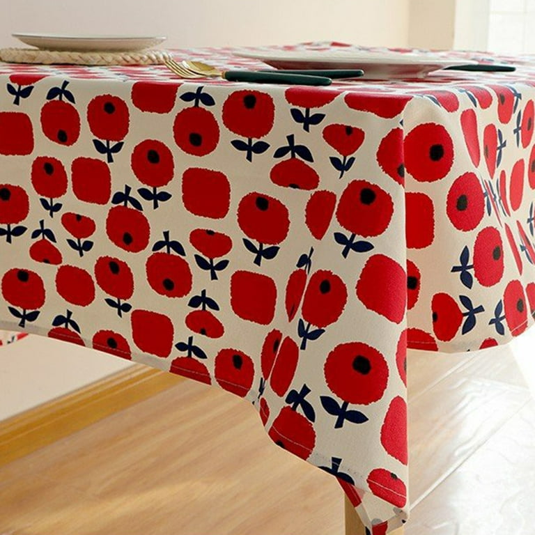 Protective Table Cloth Heat Insulated Cotton Apples Pattern Dinner  Tablecover For Home