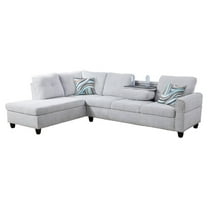 Star Home Living Venus Linen Fabric Sectional Sofa with Ottoman, Gray White