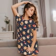 thumbnail image 3 of Yiaed Holiday Gingerbreads Print Women's Loose-Fit Short Sleeve Nightgown, Soft and Comfortable Sleep Dress for Relaxation and Sleepwear, 3 of 6