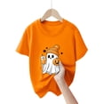 thumbnail image 5 of CAICJ98 Halloween Shirt Boys Girls Pumpkin Ghost Graphic Tshirts Toddler Kids Cotton Short Sleeve Tee Top (Orange,11-12 Years), 5 of 5