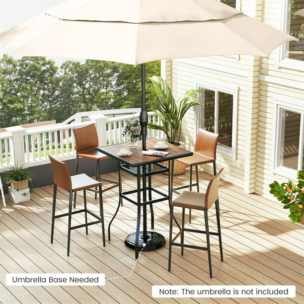bartop patio umbrella table Patio Bar Table with Umbrella Hole for Outdoor Restaurant Use