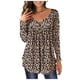 thumbnail image 1 of Gibobby Playeras Mujer Blusa de mujer larga con cuello estampado redondo superior con botones de manga asimétrica para mujer（Amarillo， XL), 1 of 5
