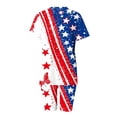 thumbnail image 4 of SOOMLON 4th of July Outfits for Women Plus Size V Neck Short Sleeve T Shirt Leggings Shorts 2 Piece Matching Outfit, 4 of 6