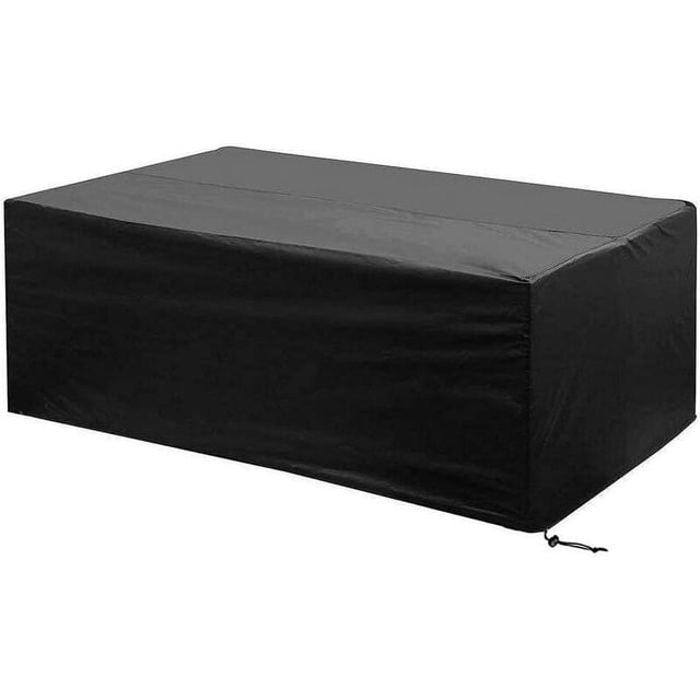 Funda para muebles de jardín de 213 x 132 x 74 cm, impermeable, resistente al viento y al polvo, de tela Oxford negra, con hebilla de cierre. Lona protectora para mesas y sillas.