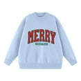 thumbnail image 5 of Fiaer Merry Christmas Sweaters for Women Thermal Trendy Oversized Warm Knitted Pullover Lined Crew Neck Long Sleeve Warm Xmas Tops Light Blue XXXXL, 5 of 5