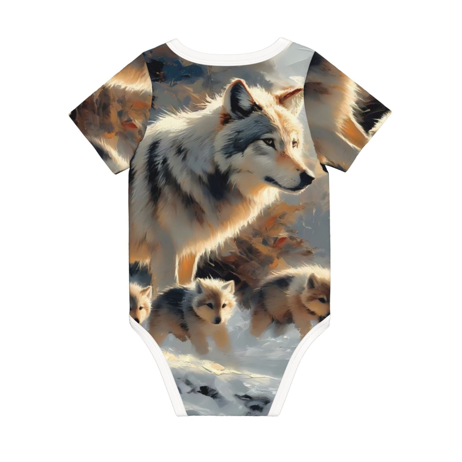 Xecao Wolf Family Winter Wonderland Print Baby and Toddler Short Sleeve Bodysuit,One-piece 100% Organic Cotton for Infant Baby-2 Years