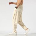 thumbnail image 5 of Pantalones de hombre ajustados, pantalones casuales para hombre, lino, harén, tendencia punk, venta regular, estilo coreano, estético, ropa de calle de licra, larga, 5 of 5