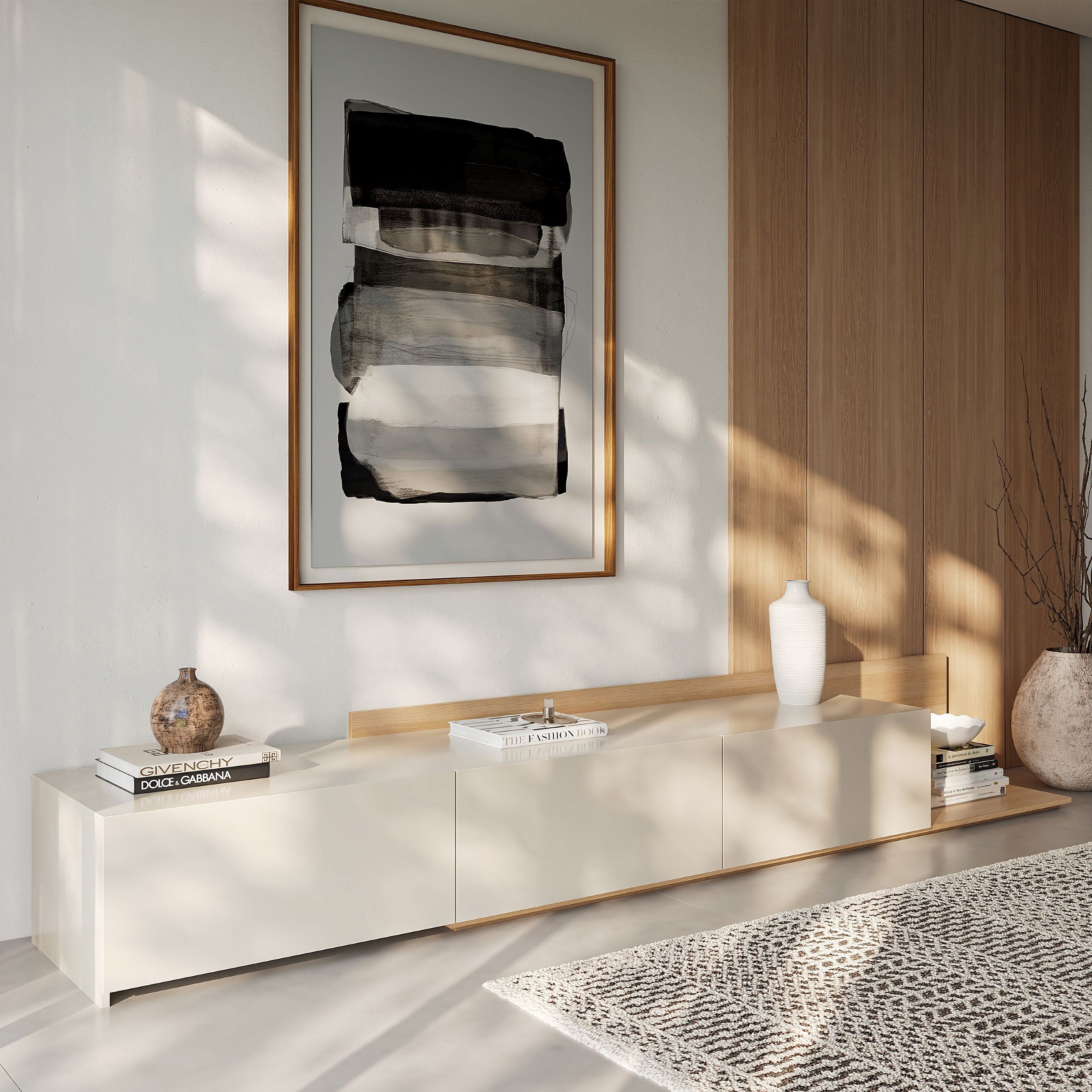 Meuble TV extensible (66-108 po) Nexera Noa, Chêne Blond Naturel