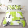 thumbnail image 2 of Manfei Geometric Graffiti 7 Pieces Bedding Comforter Set,Modern Abstract Art Full Bedding Set,Green White Gray Fitted Sheet Flat Sheet For Kids,Ultra Soft Home Decor Reversible, 2 of 8