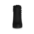 thumbnail image 2 of BLISSFUL STEP Women Ruffle Block High Heels Ankle Boots for Women Black 9.5, 2 of 8