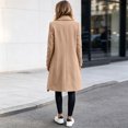 thumbnail image 4 of Leidass Womens Mid Length Wrap Coat Shawl Lapel Open Front Self Tie Waist Belt Long Sleeve Solid Casual Outerwear Khaki 3XL, 4 of 4