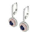 thumbnail image 2 of 1.63 ct Lever-Back Drop Dangle Earrings for Women | 5mm Round Cut Simulated Blue Sapphire | 18K White/Rose Gold, 2 of 5